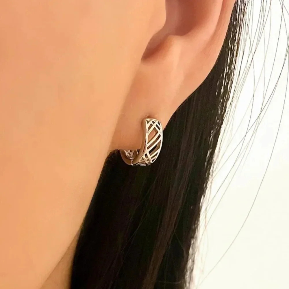 925 Sterling Silver Small Hoop Earrings Silver Huggies